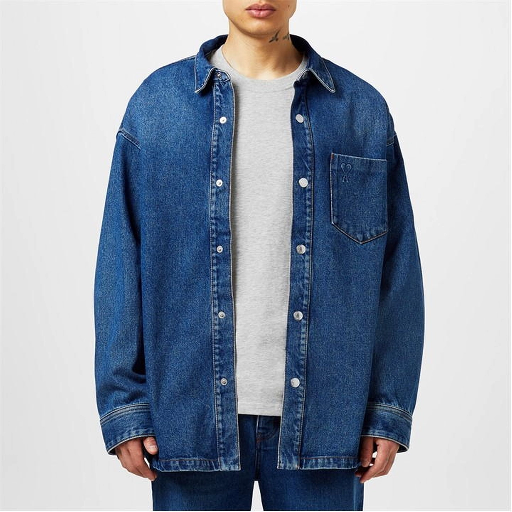 AMI Paris Ami De Coeur Denim Shirt - Blue